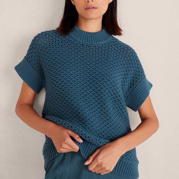 Haven Well Within Sz XS Short Sleeve Organic Cotton Knot Stitch Crewneck Sweater - Picture 1 of 8